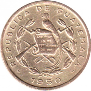 Аверс монеты Гватемала, 1 сентаво, 1949-1954