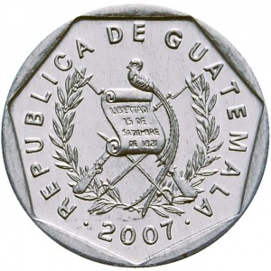 Аверс монеты Гватемала, 1 сентаво, 1999-2007