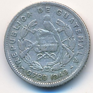 Аверс монеты Гватемала, 5 сентаво, 1949