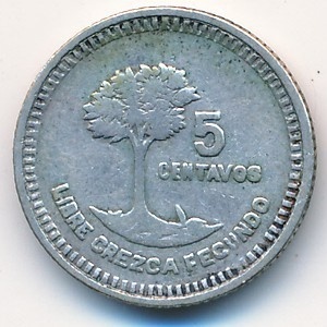 Реверс монеты Гватемала, 5 сентаво, 1949