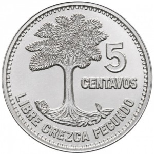 Реверс монеты Гватемала, 5 сентаво, 1950-1959