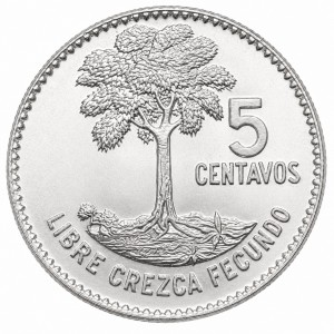 Реверс монеты Гватемала, 5 сентаво, 1960-1964