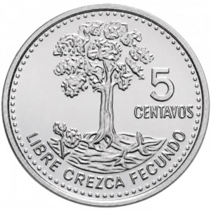 Реверс монеты Гватемала, 5 сентаво, 2009-2023