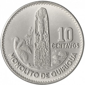Реверс монеты Гватемала, 10 сентаво, 1965-1970