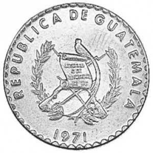 Аверс монеты Гватемала, 10 сентаво, 1971-1973