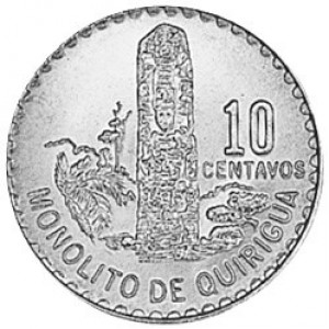 Реверс монеты Гватемала, 10 сентаво, 1971-1973