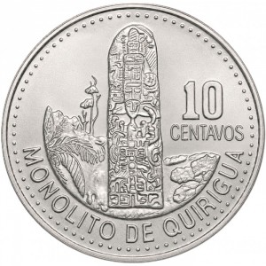 Реверс монеты Гватемала, 10 сентаво, 2009-2024