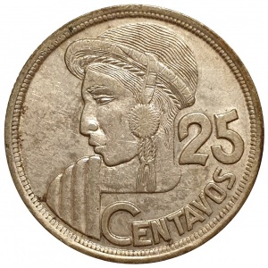 Реверс монеты Гватемала, 25 сентаво, 1950-1959