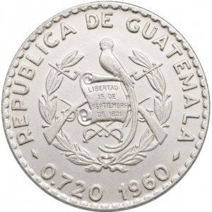 Аверс монеты Гватемала, 25 сентаво, 1960-1964