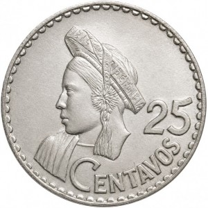 Реверс монеты Гватемала, 25 сентаво, 1960-1964