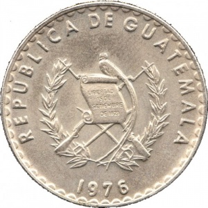 Аверс монеты Гватемала, 25 сентаво, 1971-1976