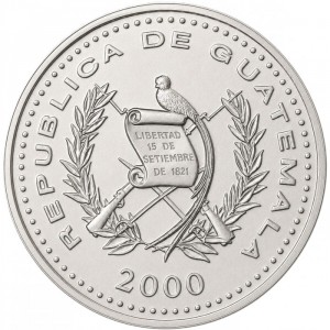 Аверс монеты Гватемала, 25 сентаво, 1977-2000