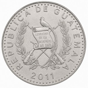 Аверс монеты Гватемала, 25 сентаво, 2011