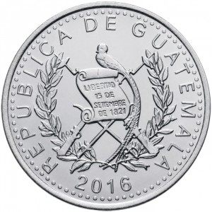 Аверс монеты Гватемала, 25 сентаво, 2012-2023