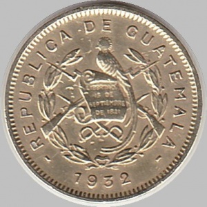 Аверс монеты Гватемала, ½ сентаво, 1932