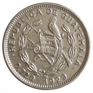 Аверс монеты Гватемала, 5 сентаво, 1925-1949