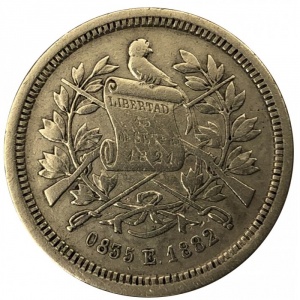 Аверс монеты Гватемала, 25 сентаво, 1882