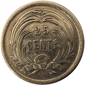 Реверс монеты Гватемала, 25 сентаво, 1882