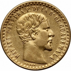 Аверс монеты Гватемала, 1 песо, 1859-1860