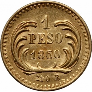 Реверс монеты Гватемала, 1 песо, 1859-1860