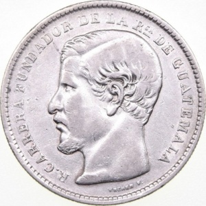 Аверс монеты Гватемала, 1 песо, 1869-1871