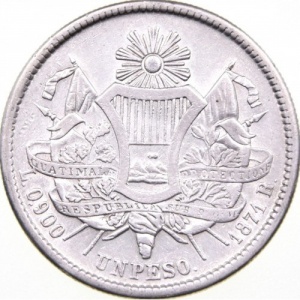 Реверс монеты Гватемала, 1 песо, 1869-1871