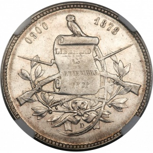 Аверс монеты Гватемала, 1 песо, 1878-1879