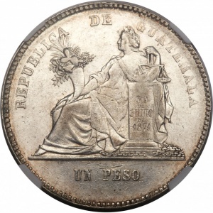 Реверс монеты Гватемала, 1 песо, 1878-1879
