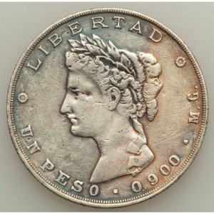 Аверс монеты Гватемала, 1 песо, 1882-1889
