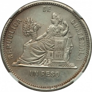 Реверс монеты Гватемала, 1 песо, 1888-1889