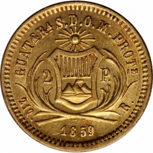 Реверс монеты Гватемала, 2 песо, 1859