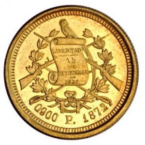 Реверс монеты Гватемала, 5 песо, 1872-1878