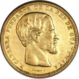 Аверс монеты Гватемала, 16 песо, 1867-1869