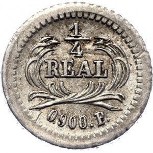 Реверс монеты Гватемала, ¼ реала, 1872-1878