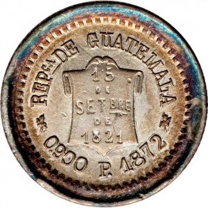 Аверс монеты Гватемала, ½ реала, 1872-1873