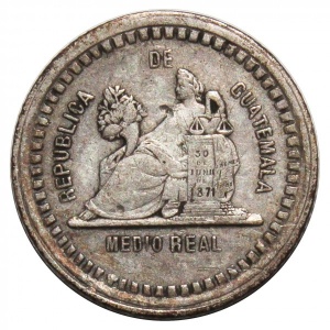 Реверс монеты Гватемала, ½ реала, 1880-1890