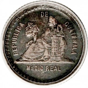 Реверс монеты Гватемала, ½ реала, 1893