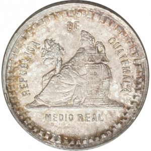 Реверс монеты Гватемала, ½ реала, 1893