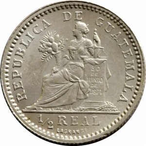 Реверс монеты Гватемала, ½ реала, 1894-1897