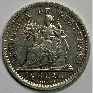 Реверс монеты Гватемала, ½ реала, 1899