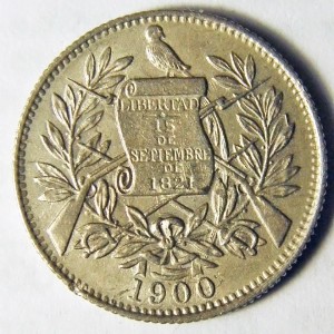 Аверс монеты Гватемала, ½ реала, 1900-1901