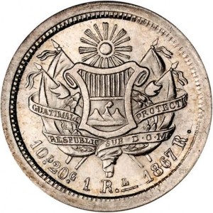 Реверс монеты Гватемала, 1 реал, 1866-1867