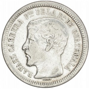Аверс монеты Гватемала, 2 реала, 1862-1865