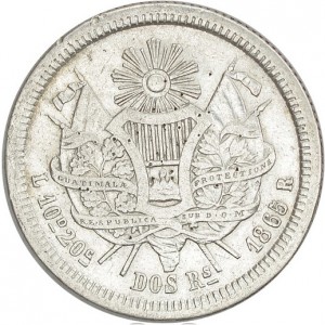 Реверс монеты Гватемала, 2 реала, 1862-1865