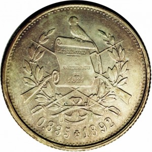 Аверс монеты Гватемала, 4 реала, 1892