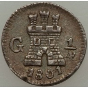 Реверс монеты Гватемала, ¼ реала, 1796-1807