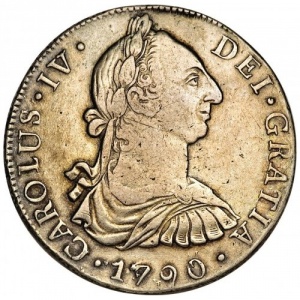Аверс монеты Гватемала, 8 реалов, 1789-1790