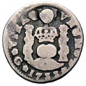 Реверс монеты Гватемала, ½ реала, 1733-1747