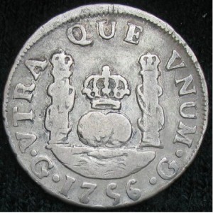 Реверс монеты Гватемала, 1 реал, 1754-1760