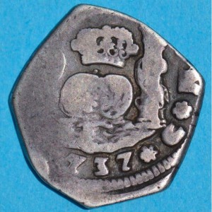 Реверс монеты Гватемала, 2 реала, 1733-1746